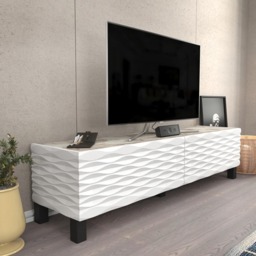 Decorotika Lerze 2 Door White Marble and White TV Unit - Size: 40.3 x 150 x 35cm - Wilko - thumbnail 5