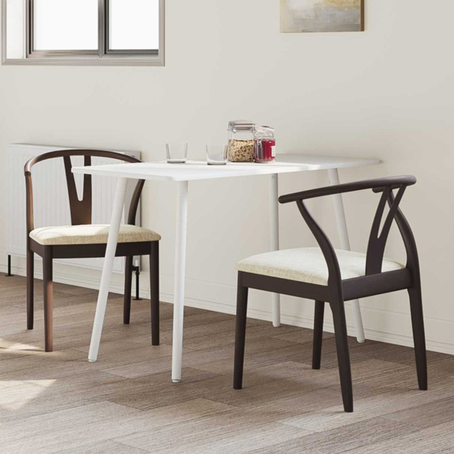 vidaXL Set of 2 Light Brown Rubberwood Vintage Dining Chairs - Wilko - image 1