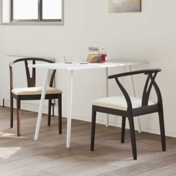 vidaXL Set of 2 Light Brown Rubberwood Vintage Dining Chairs - Wilko - thumbnail 1