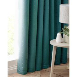 Alan Symonds Madison Teal Ring Top Curtain 168 x 183cm - Size: W 168 x D 183cm - Green - Wilko - thumbnail 4