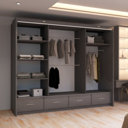 Sliding Wardrobes 4U 2 Sliding Door Grey Modern High Gloss Central Mirrored Wardrobe 255cm - Size: 2 Door - Wilko - thumbnail 6