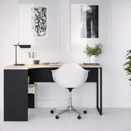 Florence Function Plus 2 Drawer Corner Desk Matt Black and Oak - Size: 81 x 145 x 76cm - Furniture to Go - Wilko - thumbnail 7