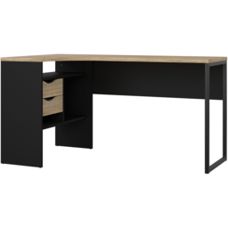 Florence Function Plus 2 Drawer Corner Desk Matt Black and Oak - Size: 81 x 145 x 76cm - Furniture to Go - Wilko - thumbnail 3
