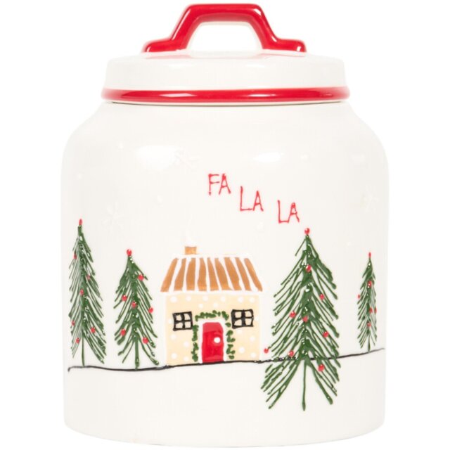 Festive Stone Fa La La Cookie Jar White - Wilko - image 1