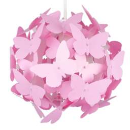 ValueLights Pink Butterfly Ball Pendant Lamp Shade - Size: 26.5 x 31.5 x 31.5cm - Wilko