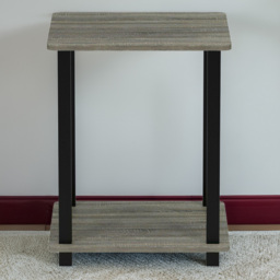 Walplus Simplistic French Oak Grey and Black End Table Set of 2 - Size: 39.62 x 49.78 x 39.62cm - Wilko