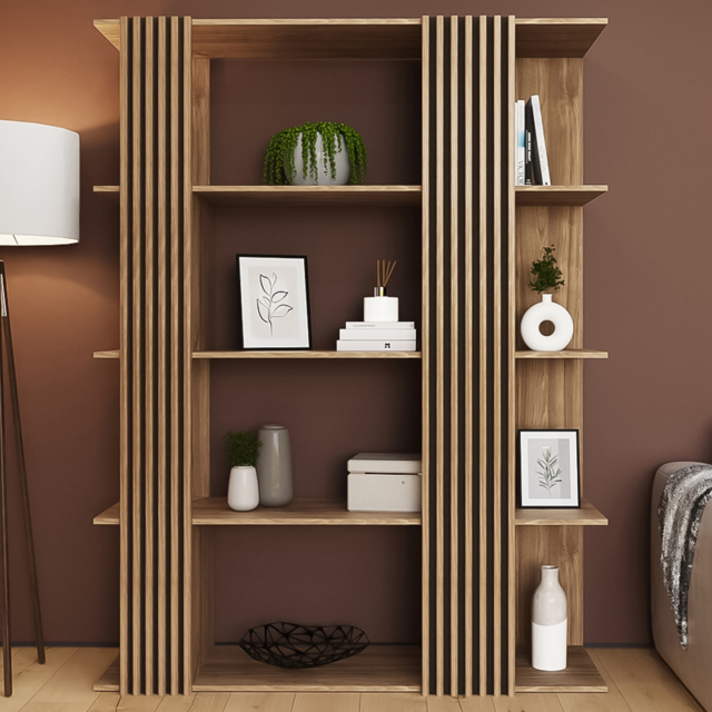 GFW Rowan 8 Shelf Oak Slatted Display Unit - Wilko - image 1