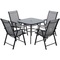 Living and Home Foldable 4 Seater Black Square Patio Set - Wilko - thumbnail 3