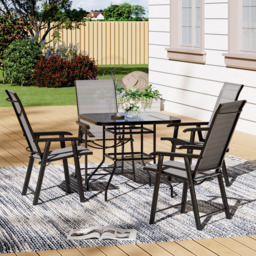 Living and Home Foldable 4 Seater Black Square Patio Set - Wilko - thumbnail 1