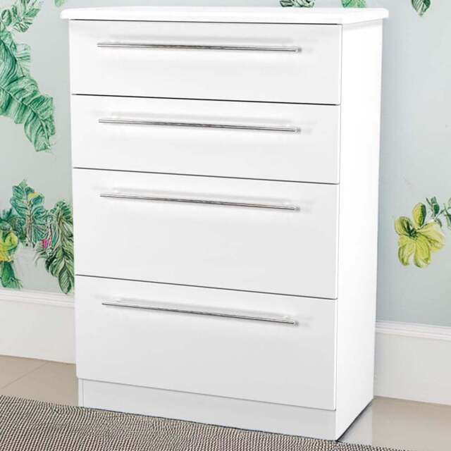 Crowndale Sherwood 4 Drawer Porcelain Matt Chest of Drawers - White - Wilko - image 1