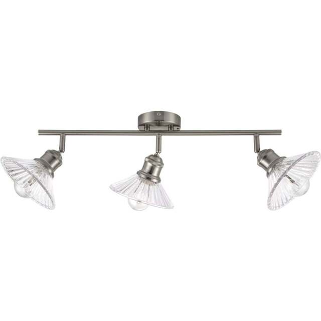 Cosylyte Milan Bathroom 3 Light Brushed Nickel Ribbed Glass Spotlight - Size: 60 x 20 x 20cm - Silver - Wilko - image 1