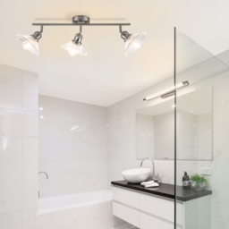 Cosylyte Milan Bathroom 3 Light Brushed Nickel Ribbed Glass Spotlight - Size: 60 x 20 x 20cm - Silver - Wilko - thumbnail 7