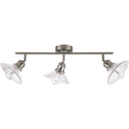 Cosylyte Milan Bathroom 3 Light Brushed Nickel Ribbed Glass Spotlight - Size: 60 x 20 x 20cm - Silver - Wilko