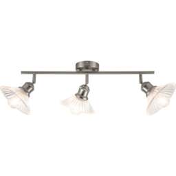 Cosylyte Milan Bathroom 3 Light Brushed Nickel Ribbed Glass Spotlight - Size: 60 x 20 x 20cm - Silver - Wilko - thumbnail 4