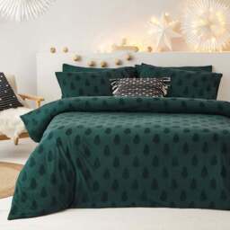 furn. Yard Tufted Tree Super King Size Green Festive Duvet Cover Set - Wilko - thumbnail 1