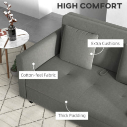 Portland 2 Seater Light Grey Convertible Sofa Bed - Wilko - thumbnail 5