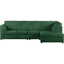 Luxor 4 Seater Green Jumbo Cord Right Hand Facing Full Back L Shaped Corner Sofa Set - Wilko - thumbnail 3