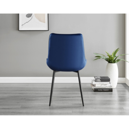 Furniturebox Cesano Set of 2 Navy Blue and Black Velvet Dining Chair - Wilko - thumbnail 6