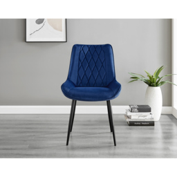 Furniturebox Cesano Set of 2 Navy Blue and Black Velvet Dining Chair - Wilko - thumbnail 3