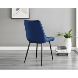Furniturebox Cesano Set of 2 Navy Blue and Black Velvet Dining Chair - Wilko - thumbnail 5
