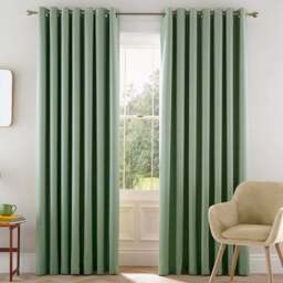 Helena Springfield Eden Lined Sage Curtains 168 x 183cm - Size: W 168 x D 183cm - Wilko - thumbnail 1