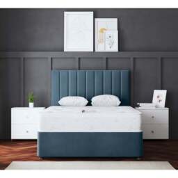 DS Living Amelia Double Blue Upholstered Panel Divan Bed - Wilko - thumbnail 5