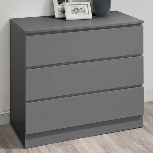 Oslo 3 Drawer Grey Chest of Drawers - Birlea - Wilko - image 1