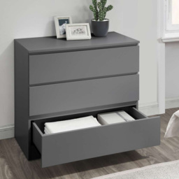 Oslo 3 Drawer Grey Chest of Drawers - Birlea - Wilko - thumbnail 4