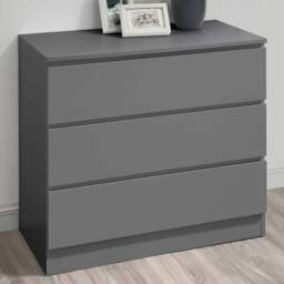 Oslo 3 Drawer Grey Chest of Drawers - Birlea - Wilko - thumbnail 1