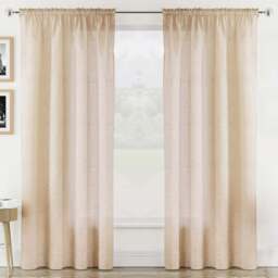 Tyrone Textiles Rhodes Natural Linen Look Rod Pocket Voile Panel Curtains 140 x 183cm - Size: W 140 x D 183cm - Wilko