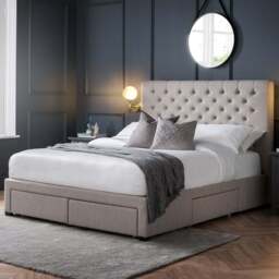 Julian Bowen Wilton Super King Deep Grey Linen Bed Frame with Underbed Drawers - Wilko - thumbnail 1