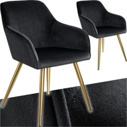 tectake Marilyn Set of 2 Black and Gold Velvet Look Padded Accent Chairs - Size: Single - Wilko - thumbnail 3