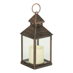 Black Copper or Gold Brush Finish Candle Lantern - Size: 11 x 24 x 11cm - Multi - Wilko - thumbnail 4