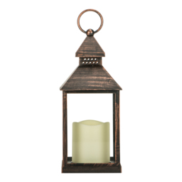 Black Copper or Gold Brush Finish Candle Lantern - Size: 11 x 24 x 11cm - Multi - Wilko - thumbnail 3