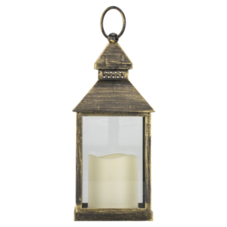 Black Copper or Gold Brush Finish Candle Lantern - Size: 11 x 24 x 11cm - Multi - Wilko - thumbnail 5