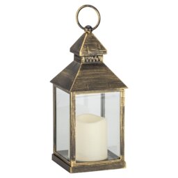Black Copper or Gold Brush Finish Candle Lantern - Size: 11 x 24 x 11cm - Multi - Wilko - thumbnail 1