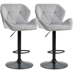 Portland Grey Luxurious Velvet Touch Bar Stool Set of 2 - Wilko - thumbnail 3