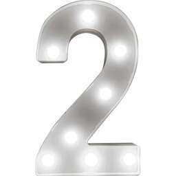 St Helens Battery Operated 3D LED Number 2 Light - Size: 21.8 x 4.3 x 16.5cm - White - Wilko