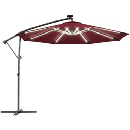 Outsunny Wine Red 16 Solar LED Rotatable Cantilever Parasol with Protective Cover 3m - Wilko - thumbnail 1