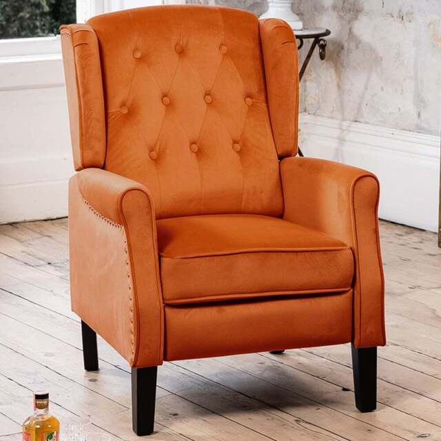 Artemis Home Annapoli Orange Velvet Manual Recliner Armchair - Size: Single - Wilko - image 1