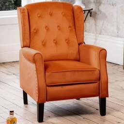 Artemis Home Annapoli Orange Velvet Manual Recliner Armchair - Size: Single - Wilko - thumbnail 1