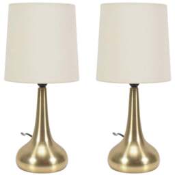 ValueLights Teardrop Cream Shade Gold Touch Table Lamp with Bulb 2 Pack - Size: 33.5 x 16 x 16cm - Wilko