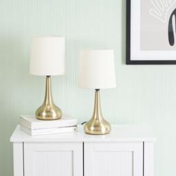 ValueLights Teardrop Cream Shade Gold Touch Table Lamp with Bulb 2 Pack - Size: 33.5 x 16 x 16cm - Wilko - thumbnail 4