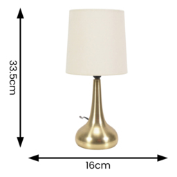 ValueLights Teardrop Cream Shade Gold Touch Table Lamp with Bulb 2 Pack - Size: 33.5 x 16 x 16cm - Wilko - thumbnail 6