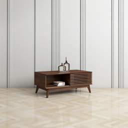 Kudl Single Sliding Door 2 Shelf Dark Columbian Walnut Coffee Table - Brown - Wilko - thumbnail 4