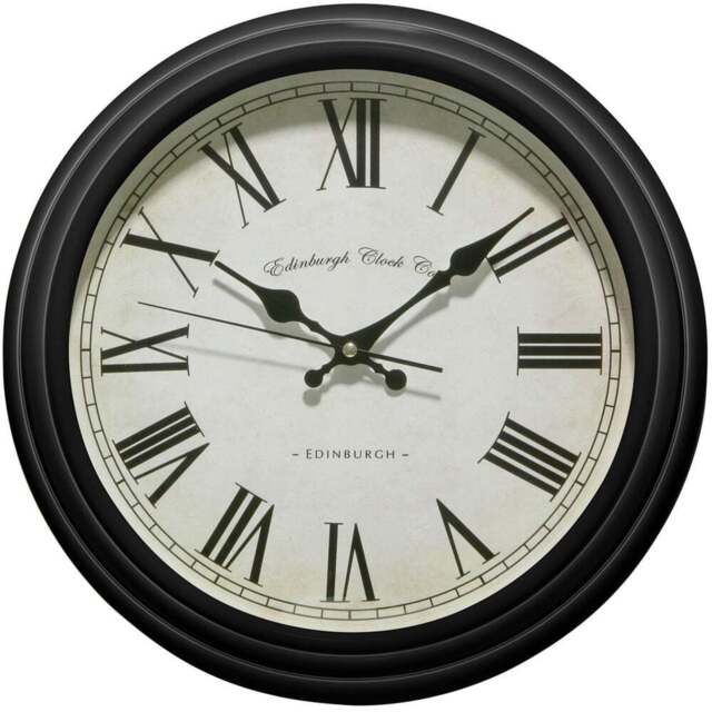 Premier Housewares Black Lined Rim Round Wall Clock 36cm - Size: 36 x 8 x 36cm - Wilko - image 1