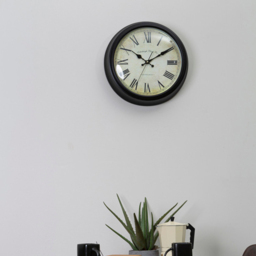 Premier Housewares Black Lined Rim Round Wall Clock 36cm - Size: 36 x 8 x 36cm - Wilko - thumbnail 3