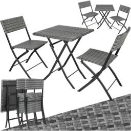tectake Trevi 2 Seater Rattan Foldable Garden Bistro Set Grey - Wilko - thumbnail 3