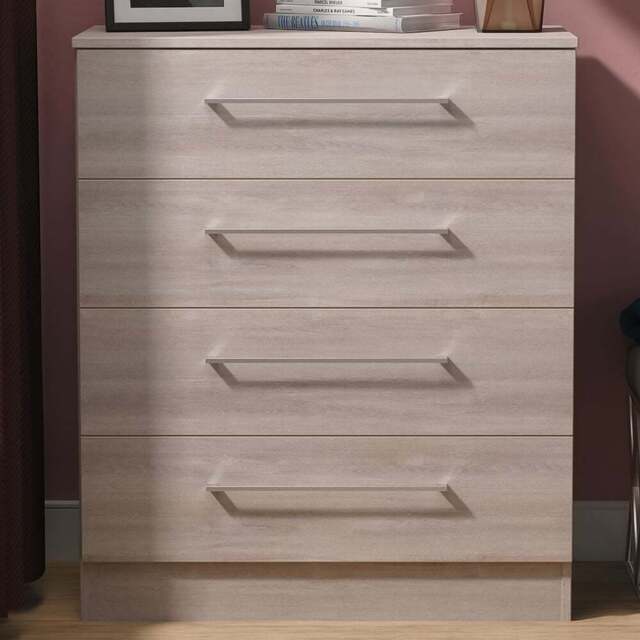 Crowndale Worcester 4 Drawer Grey Oak Chest of Drawers Ready Assembled - Wilko - image 1