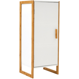 H&O Direct Single Door Modern Freestanding Bamboo Bathroom Cabinet - Size: 80 x 33 x 30cm - White - Wilko - thumbnail 3